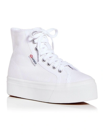 Superga 2708 Hi Top Womens Lace Up Fashion Casual And Fashion Sneakers In White