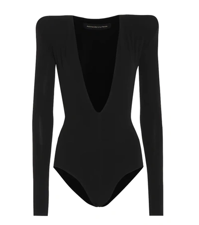 Alexandre Vauthier Long-sleeve V-neck Bodysuit Black In Black