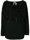 N°21 Off-the-shoulder Feather Sweatshirt In Black