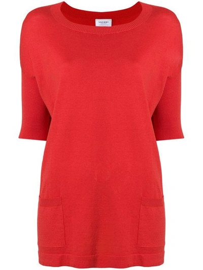 Snobby Sheep Short-sleeve Fitted Sweater - Red