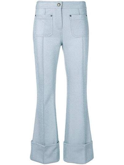 Marco De Vincenzo Flared Cropped Trousers - Blue