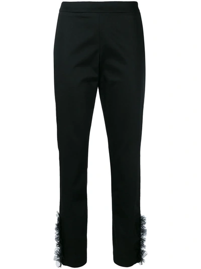 Moschino Tulle Cuff Tailored Trousers In Black