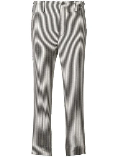 Incotex Striped Cropped Trousers In Grey