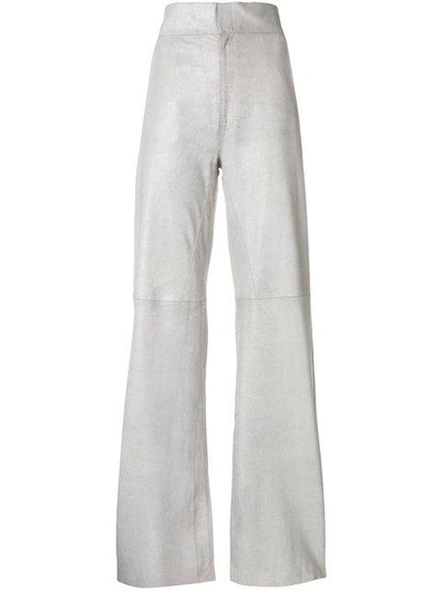 Vanderwilt High Rise Leather Trousers In Grey