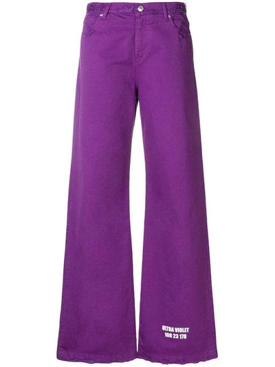 Msgm Wide Leg Trousers In Purple