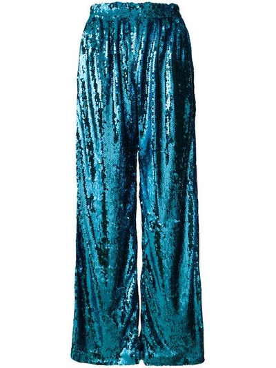 Faith Connexion Sequin Palazzo Trousers In Blue