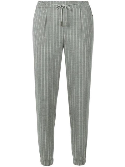 Eleventy Striped Elasticated Waist Trousers In Grey