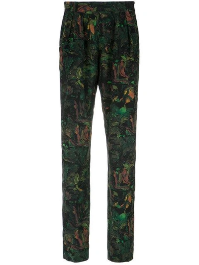 Andrea Marques Printed Pleats Trousers In Green