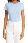 Vince Essential Pima Cotton Crewneck Top In Cerulean