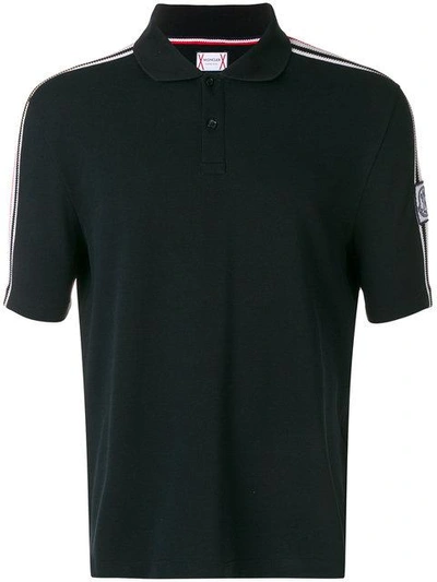 Moncler Striped Shoulder Polo Shirt - Black