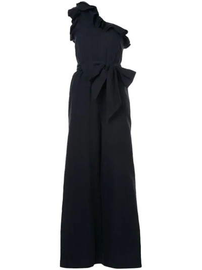 Ulla Johnson Asymmetric Frill Trim Jumpsuit In Black