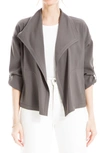 Max Studio Twill Drape Front Short Jacket In Graphite