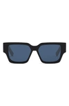 Dior 55mm Square Sunglasses In Shiny Black Blue