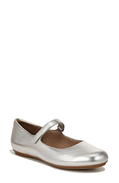 Naturalizer Maxwell-mj Mary Jane Flats In Silver Leather
