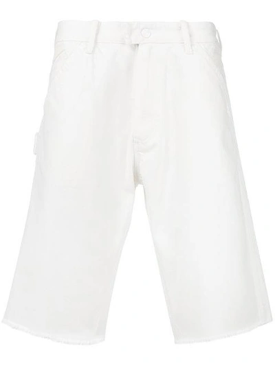 Upww Frayed Hem Denim Shorts In White