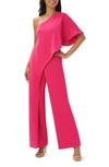 Adrianna Papell One-shoulder Jumpsuit In Geranium