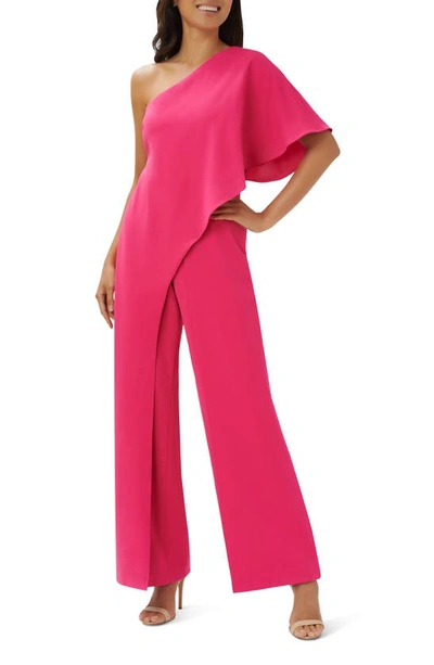 Adrianna Papell One-shoulder Jumpsuit In Watermelon Bliss