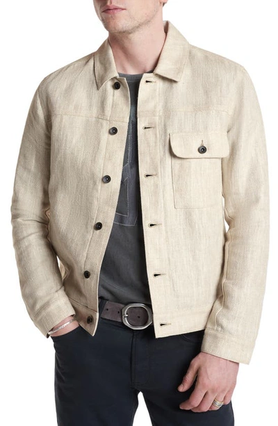 John Varvatos Drew Linen & Cotton Trucker Jacket In Grey
