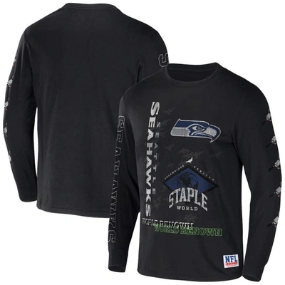 Staple Nfl X  Black Seattle Seahawks World Renowned Long Sleeve T-shirt