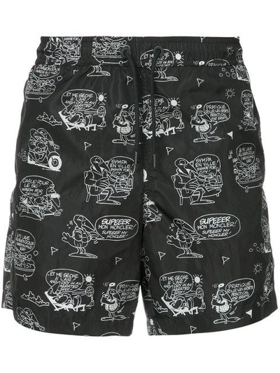 Moncler Print Drawstring Shorts In Black