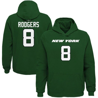 Outerstuff Kids' Youth Aaron Rodgers Green New York Jets Mainliner Player Name & Number Pullover Hoodie