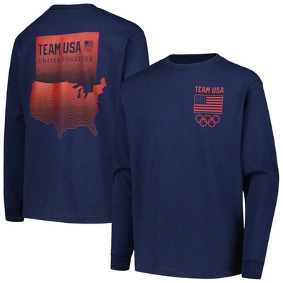 Outerstuff Kids' Youth Navy Team Usa On The Map Long Sleeve T-shirt