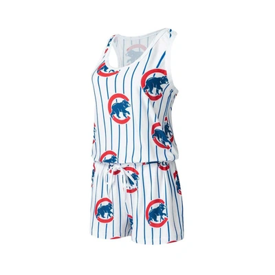 Concepts Sport White Chicago Cubs Reel Pinstripe Knit Romper