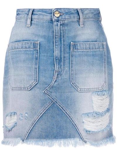 The Seafarer Classic Fitted Denim Skirt In Blue