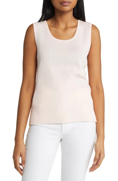 Ming Wang Scoop Neck Tank In Pink Satin