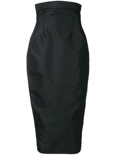 Rick Owens Fitted High Waisted Pencil Skirt In Black