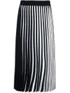 Derek Lam Pleated Stripe Skirt - Black