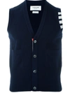 Thom Browne Sleeveless Buttoned Cardigan In Blue