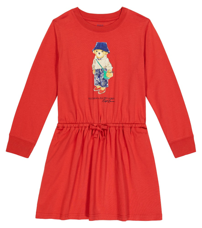 Polo Ralph Lauren Kids' Polo Bear Cotton Jersey Dress In Park Ave Red