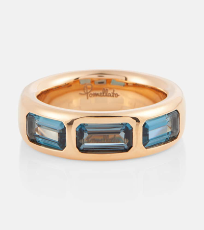 Pomellato Iconica 18kt Rose Gold Ring With Topaz In Blue