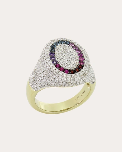 Type Jewelry The 6th Rainbow Diamond Pave Signet Ring In Rainbow Diamonds
