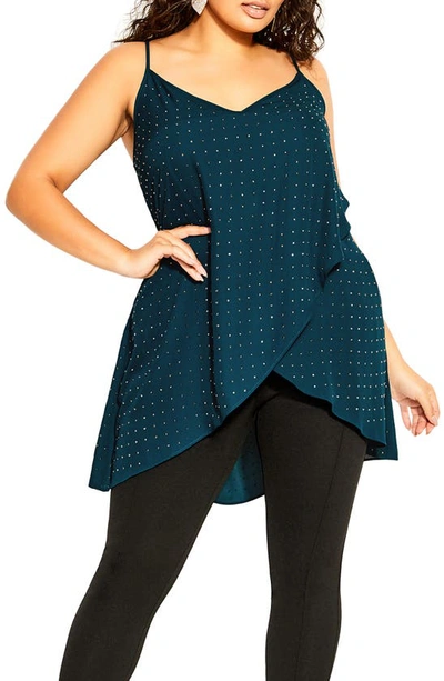 City Chic Embellished High-low Camisole In Emerald