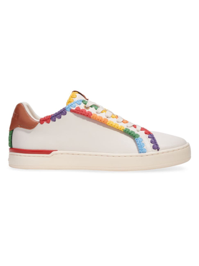 Coach Lowline Low Top Sneaker With Rainbow Crochet In Chalk