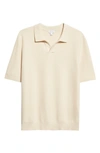 Sunspel Open-collar Knitted Cotton Polo Shirt In Ecru