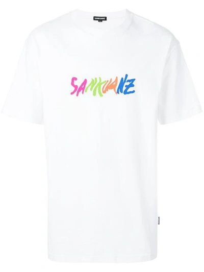 Sankuanz Multicolor Logo T-shirt In Bianco