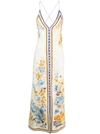 Zimmermann Halycon Printed Linen Slip Dress In Orange/blue Floral