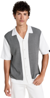 Rag & Bone Herringbone Snap Front Avery Shirt In White