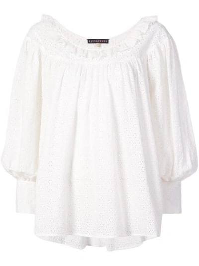 Alexa Chung Embroidered Long-sleeve Blouse White