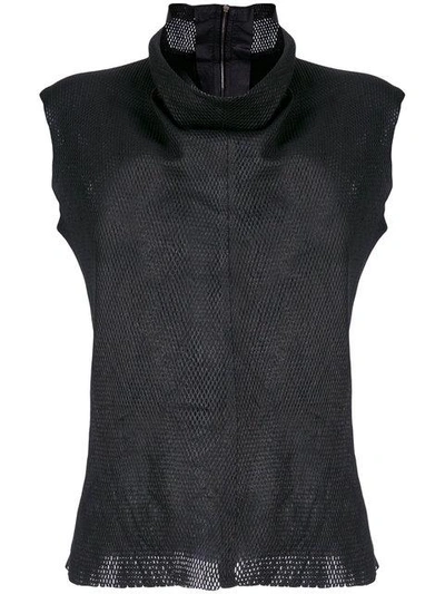 Vanderwilt Funnel Neck Sleeveless Blouse In Black