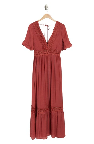 Wishlist Short Sleeve Crochet Dress In Sienna
