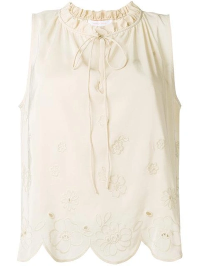 See By Chloé Scalloped Trim Blouse - Neutrals In Nude & Neutrals