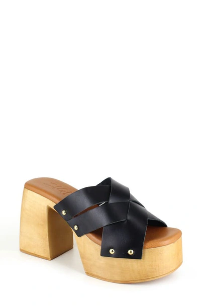 Zigi Suriel Platform Slide Sandal In Blk Leathe