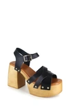 Zigi Marcy Platform Sandal In Blk Leathe