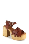 Zigi Marcy Platform Sandal In Tan Leathe