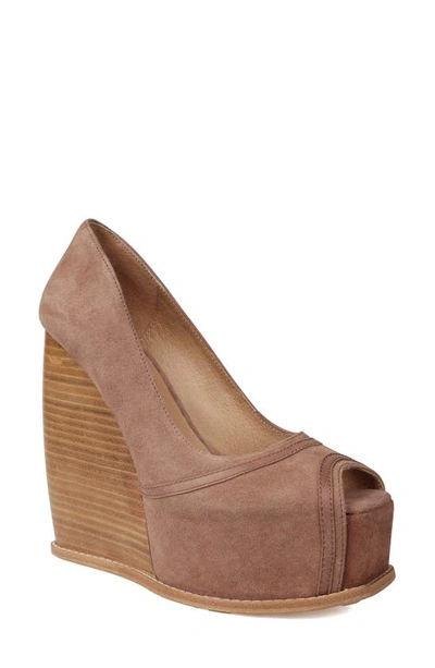 Zigi Domenika Peep Toe Platform Wedge Sandal In Taupe Sued