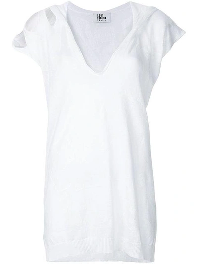 Lost & Found Ria Dunn Distressed Hooded T-shirt - White